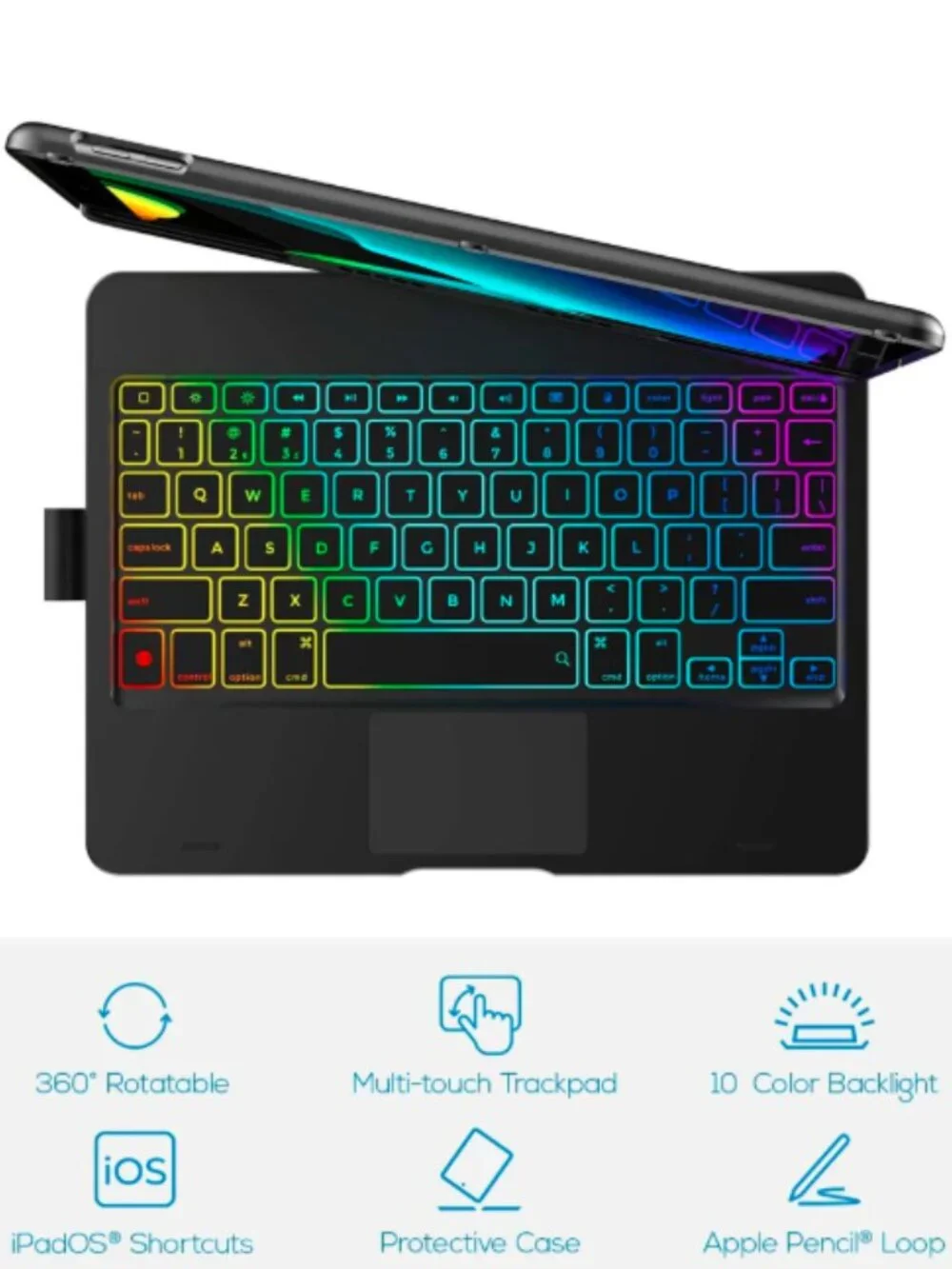Keyboard Case with Touch for 10.2 in iPad 9th&8th&7th Gen(2019), Air 3, Pro 10.5